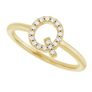 14K Yellow Gold .08 CTW Natural Diamond Initial Q Ring