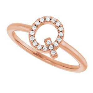 14K Rose Gold .08 CTW Natural Diamond Initial Q Ring