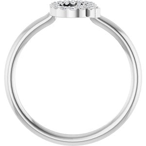 Sterling Silver .08 CTW Natural Diamond Initial Q Ring