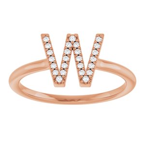 14K Rose Gold .06 CTW Natural Diamond Initial W Ring