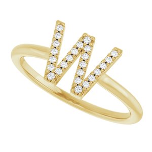 14K Yellow Gold .06 CTW Natural Diamond Initial W Ring