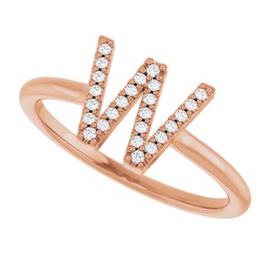 14K Rose Gold .06 CTW Natural Diamond Initial W Ring