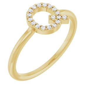 14K Yellow Gold .08 CTW Natural Diamond Initial Q Ring
