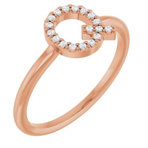 14K Rose Gold .08 CTW Natural Diamond Initial Q Ring
