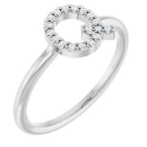 Sterling Silver .08 CTW Natural Diamond Initial Q Ring