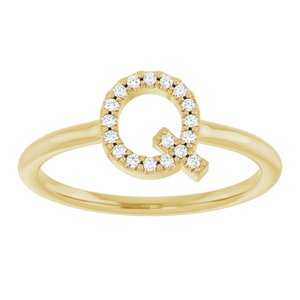14K Yellow Gold .08 CTW Natural Diamond Initial Q Ring