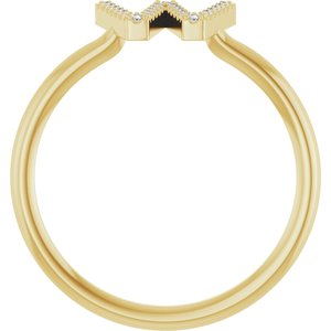 14K Yellow Gold .06 CTW Natural Diamond Initial W Ring