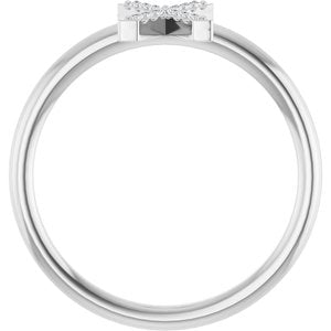 Sterling Silver .05 CTW Natural Diamond Initial X Ring