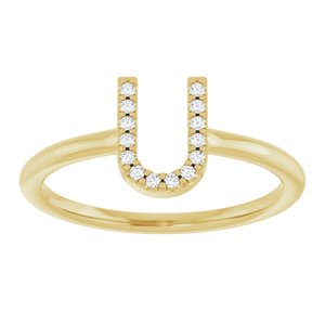14K Yellow Gold .05 CTW Natural Diamond Initial U Ring