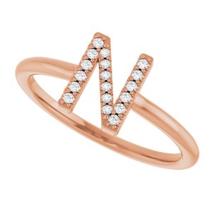 14K Rose Gold .06 CTW Natural Diamond Initial N Ring