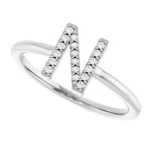 Platinum .06 CTW Natural Diamond Initial N Ring