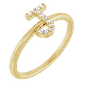 14K Yellow Gold .05 CTW Natural Diamond Initial J Ring