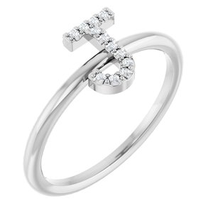 Sterling Silver .05 CTW Natural Diamond Initial J Ring