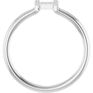 Sterling Silver .05 CTW Natural Diamond Initial H Ring