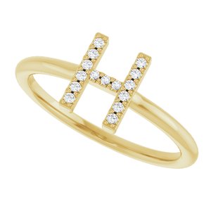 14K Yellow Gold .05 CTW Natural Diamond Initial H Ring