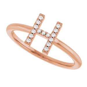 14K Rose Gold .05 CTW Natural Diamond Initial H Ring