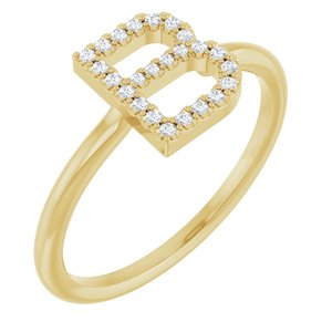 14K Yellow Gold .08 CTW Natural Diamond Initial B Ring