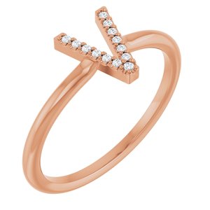 14K Rose Gold .03 CTW Natural Diamond Initial V Ring