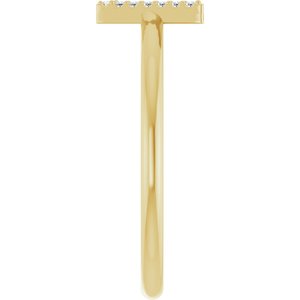14K Yellow Gold .03 CTW Natural Diamond Initial V Ring