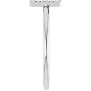 14K White Gold .03 CTW Natural Diamond Initial V Ring