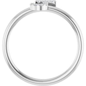 Platinum .05 CTW Natural Diamond Initial J Ring