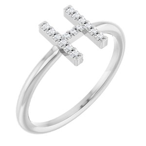 14K White Gold .05 CTW Natural Diamond Initial H Ring