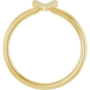 14K Yellow Gold .03 CTW Natural Diamond Initial V Ring