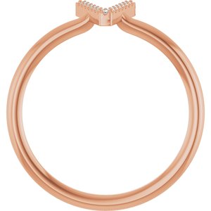 14K Rose Gold .03 CTW Natural Diamond Initial V Ring