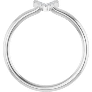 14K White Gold .03 CTW Natural Diamond Initial V Ring
