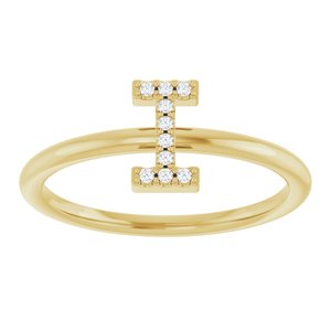 14K Yellow Gold .04 CTW Natural Diamond Initial I Ring