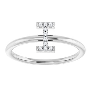 14K White Gold .04 CTW Natural Diamond Initial I Ring