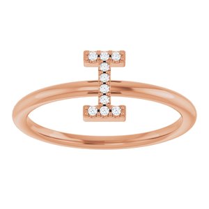 14K Rose Gold .04 CTW Natural Diamond Initial I Ring