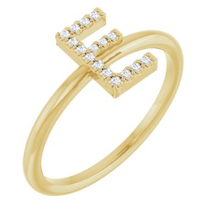 14K Yellow Gold .06 CTW Natural Diamond Initial E Ring
