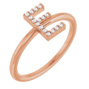 14K Rose Gold .06 CTW Natural Diamond Initial E Ring