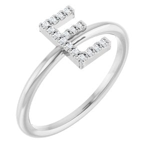 Sterling Silver .06 CTW Natural Diamond Initial E Ring