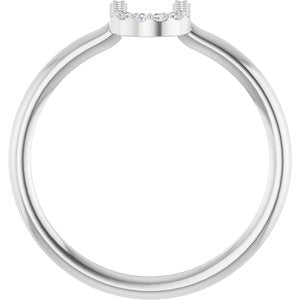 14K White Gold .05 CTW Natural Diamond Initial U Ring
