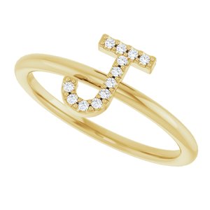 14K Yellow Gold .05 CTW Natural Diamond Initial J Ring