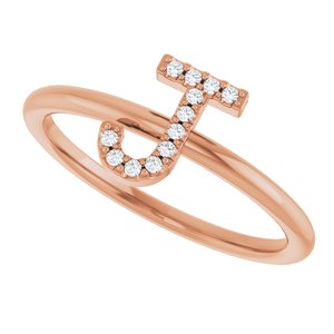 14K Rose Gold .05 CTW Natural Diamond Initial J Ring