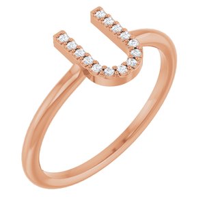 14K Rose Gold .05 CTW Natural Diamond Initial U Ring