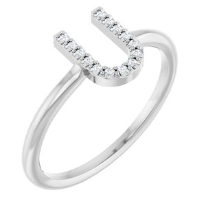 14K White Gold .05 CTW Natural Diamond Initial U Ring