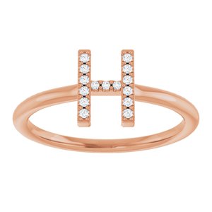 14K Rose Gold .05 CTW Natural Diamond Initial H Ring