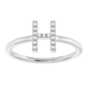 Sterling Silver .05 CTW Natural Diamond Initial H Ring