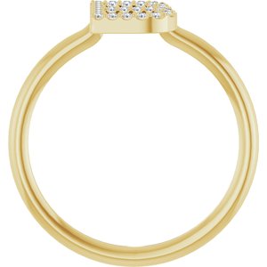 14K Yellow Gold .08 CTW Natural Diamond Initial B Ring
