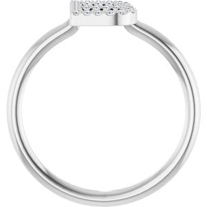 Sterling Silver .08 CTW Natural Diamond Initial B Ring