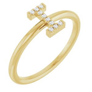 14K Yellow Gold .04 CTW Natural Diamond Initial I Ring