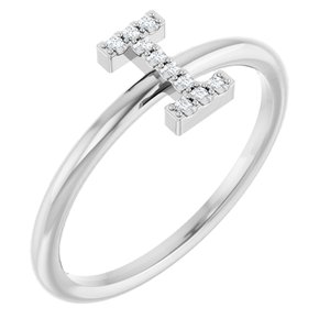 Sterling Silver .04 CTW Natural Diamond Initial I Ring