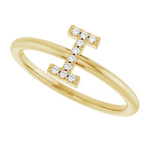 14K Yellow Gold .04 CTW Natural Diamond Initial I Ring