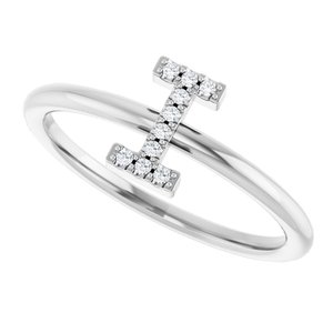 Sterling Silver .04 CTW Natural Diamond Initial I Ring
