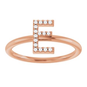 14K Rose Gold .06 CTW Natural Diamond Initial E Ring