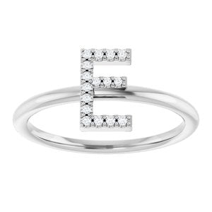 Sterling Silver .06 CTW Natural Diamond Initial E Ring